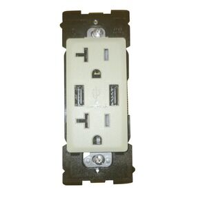 Leviton RUAA2-PS 20A 125V USB Charger Tamper Resistant Receptacle Almond